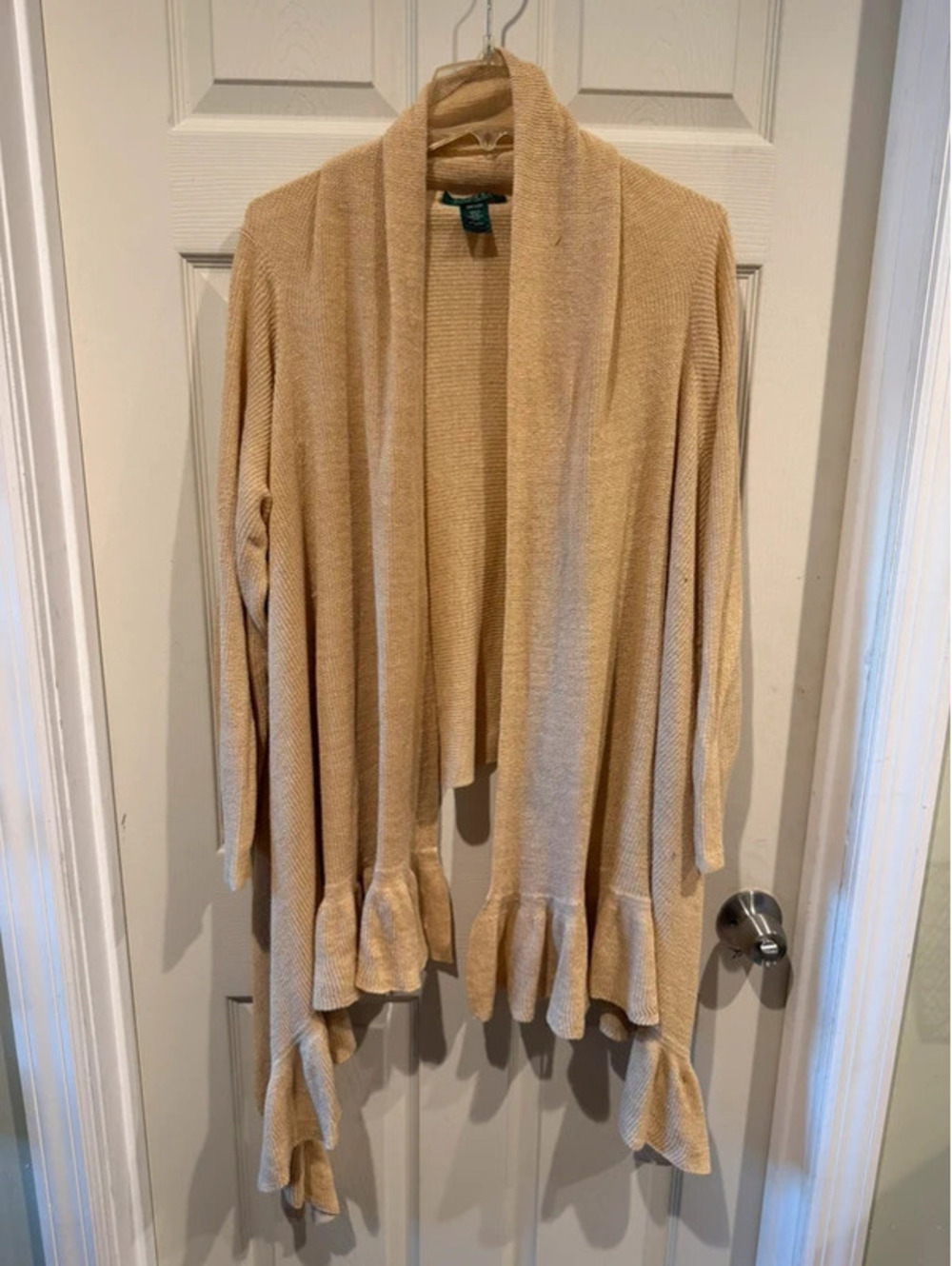 Ralph Lauren Women’s Open Front Ruffle Cardigan Wrap Sweater One Size